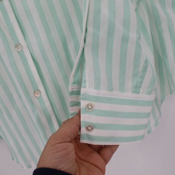 AYR Shirt Women's XL Long Sleeve Button Up Striped Viscose Silk relaxed pocket - Picture 3 of 10